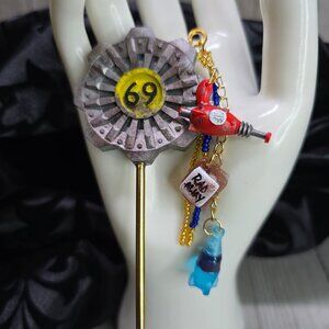 Handmade Fallout Vault 69 Inspired HairStick Bottle Rad-Away Thirst Zapper Charm